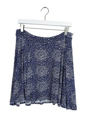 Krimson Klover Blue Patterned A-Line Skirt Women's Size Medium